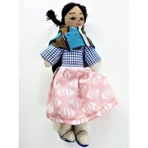 Vintage Artisan Cloth Doll Peru Plush Hand Made Magna Peru Doll Maena